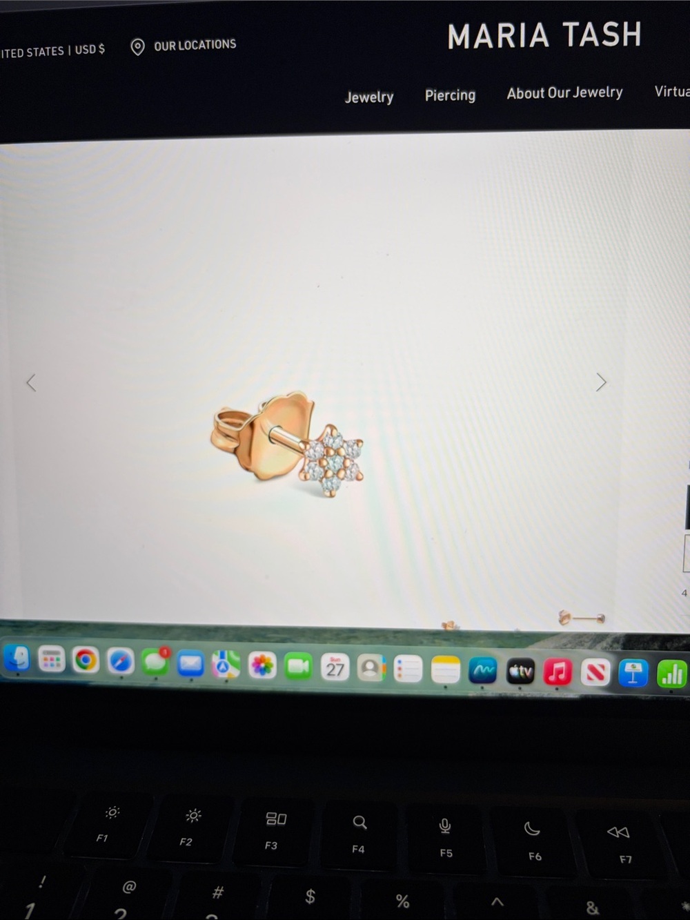 Maria Tash Gold Diamond Flower Stud Earring - Rose gold